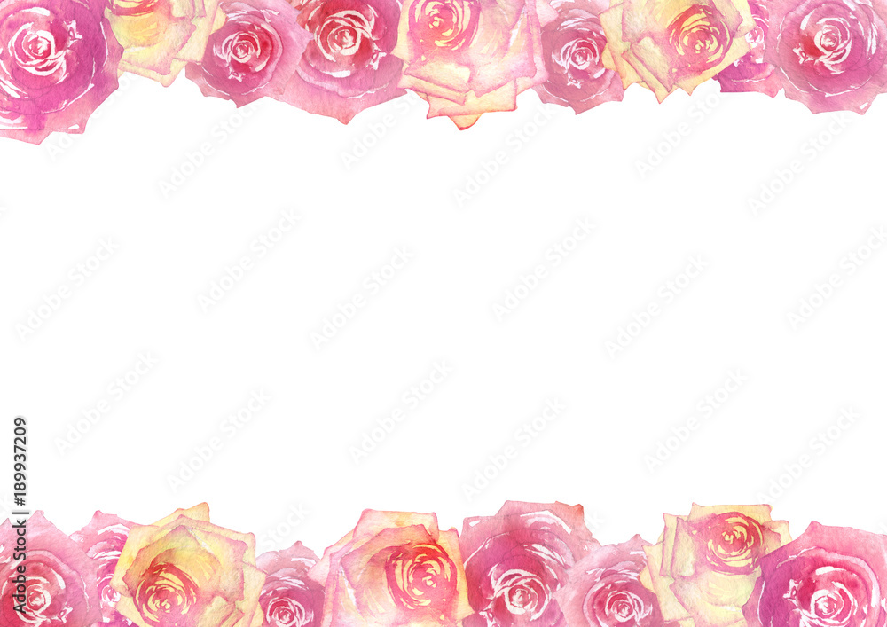 薔薇 背景フレーム 水彩 イラスト Stock Illustration Adobe Stock