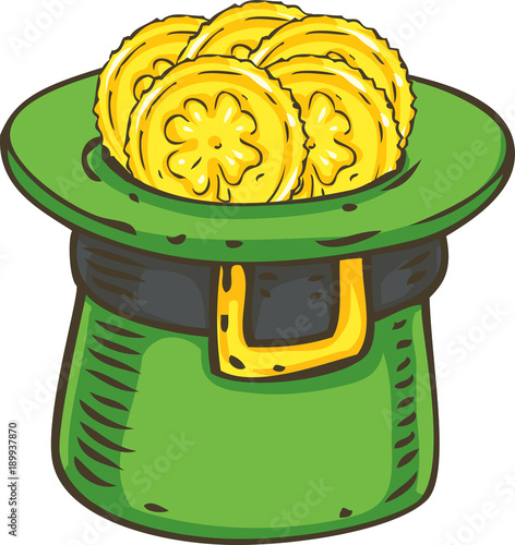 Patrick Day. Leprechaun Hat with Coins
