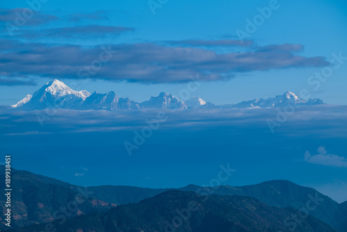 Kangchenjunga mount landscape during blue sky time