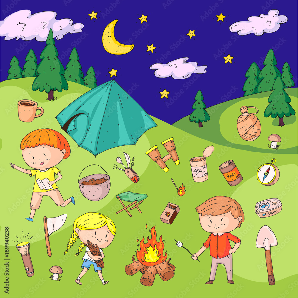 Continuous one line drawing romantic couple summer camp Man and woman  sitting by fireplace on log Bonfire with marshmallow Outdoor vacation in  forest Single line draw design vector illustration 8990936 Vector Art