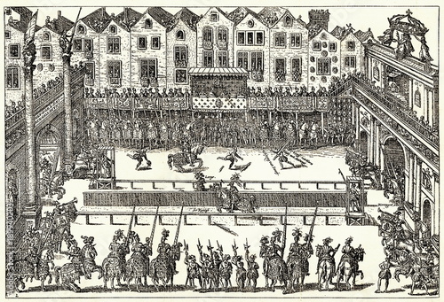 The fatal tournament between Henry II of France and Montgomery (from Spamers Illustrierte Weltgeschichte, 1894, 5[1], 510/511)