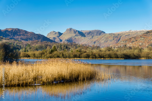A view of the Langdale Pikes from Elterwater
