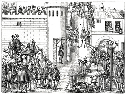 Obraz na płótnie Executions at Amboise by contemporary woodcut (from Spamers Illustrierte  Weltge
