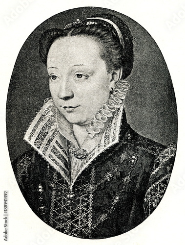 Canvas-taulu Portrait of Catherine de' Medici by Jean Clouet (from Spamers Illustrierte  Welt