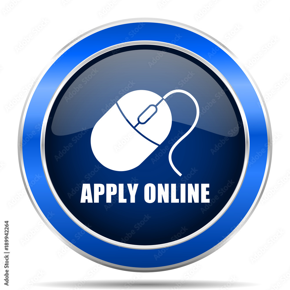 Apply online vector icon. Modern design blue silver metallic glossy web and mobile applications button in eps 10 Apply online vector icon. Modern design blue silver metallic glossy web and mobile applications button in eps 10