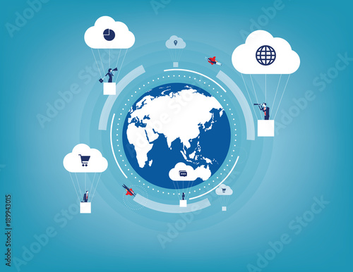 Global innovation with Business communication. Concept business technology vector illustration.