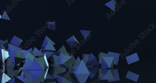 3D Rendering Of Abstract Chaotic Pyramids Background