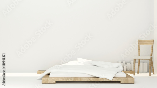 Bedroom and relax area on sunshine day for artwork room in apartment or hotel - Interior simple design - 3D Rendering