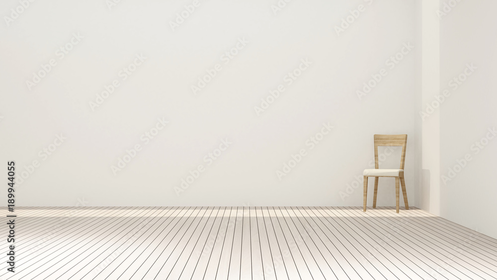 Fototapeta premium Chair in white room artwork for apartment or hotel - Interior simple design - 3D Rendering