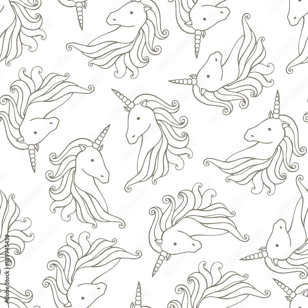 Seamless pattern with unicorns.