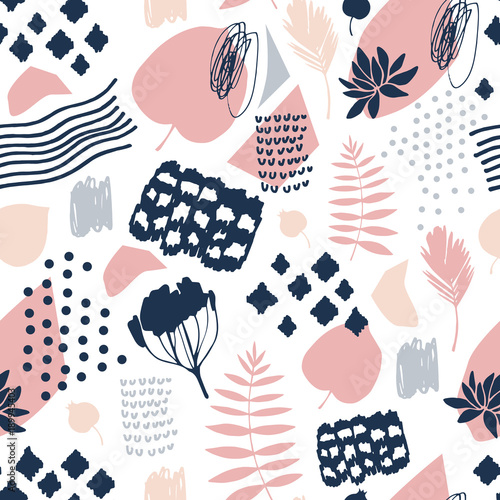 Seamless pattern with hand drawn textures.