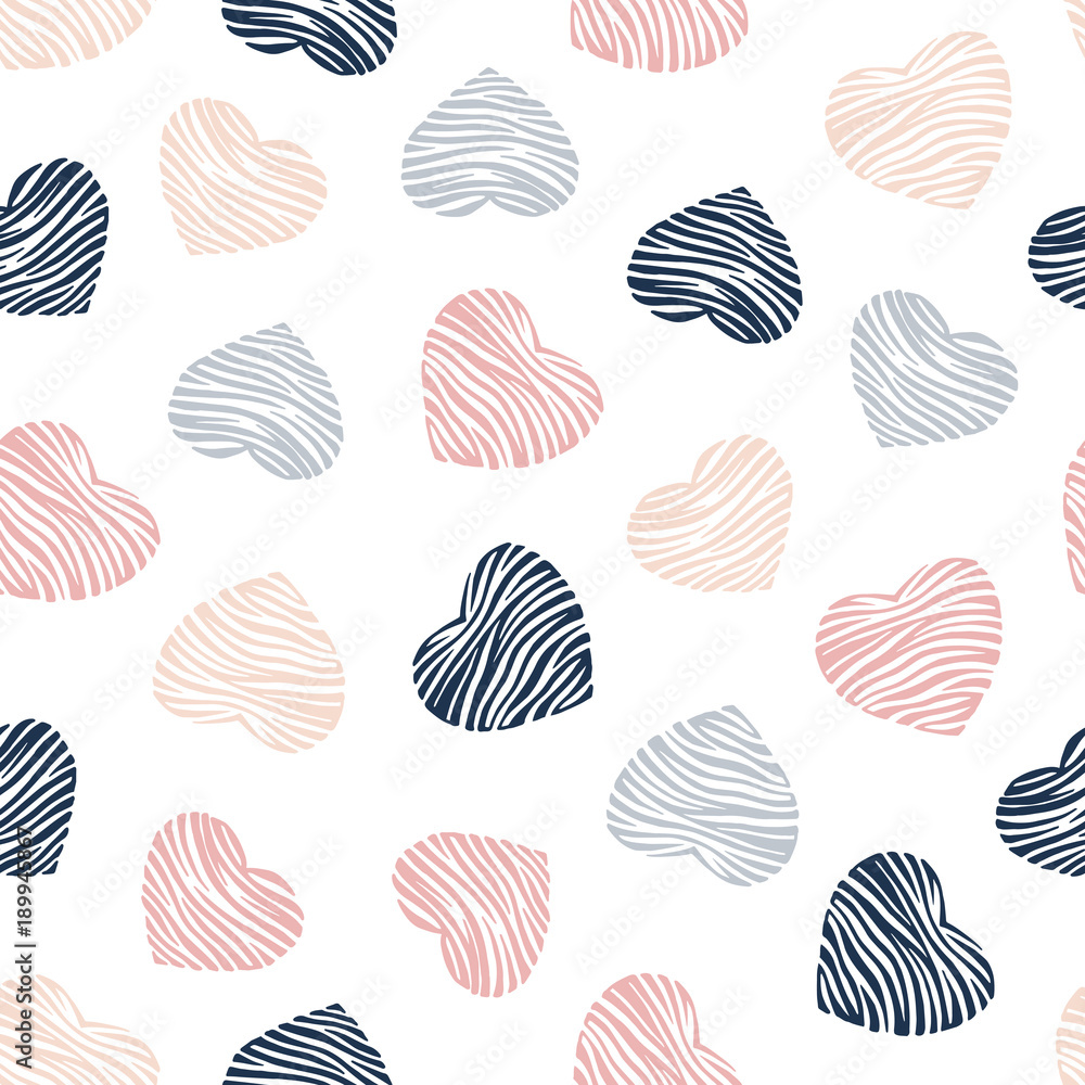 Seamless pattern with hand drawn hearts. Seamless pattern with hand drawn hearts.