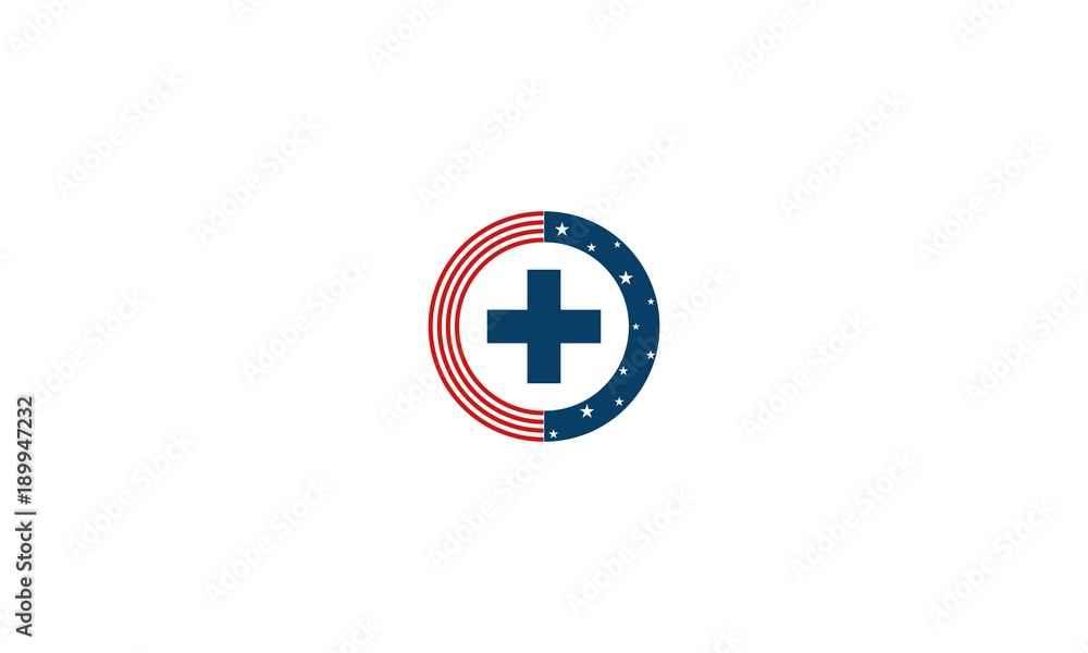 National flag of The United States of America in the shape of a medical cross n circle, National flag of The United States of America in the shape of a medical cross n circle,