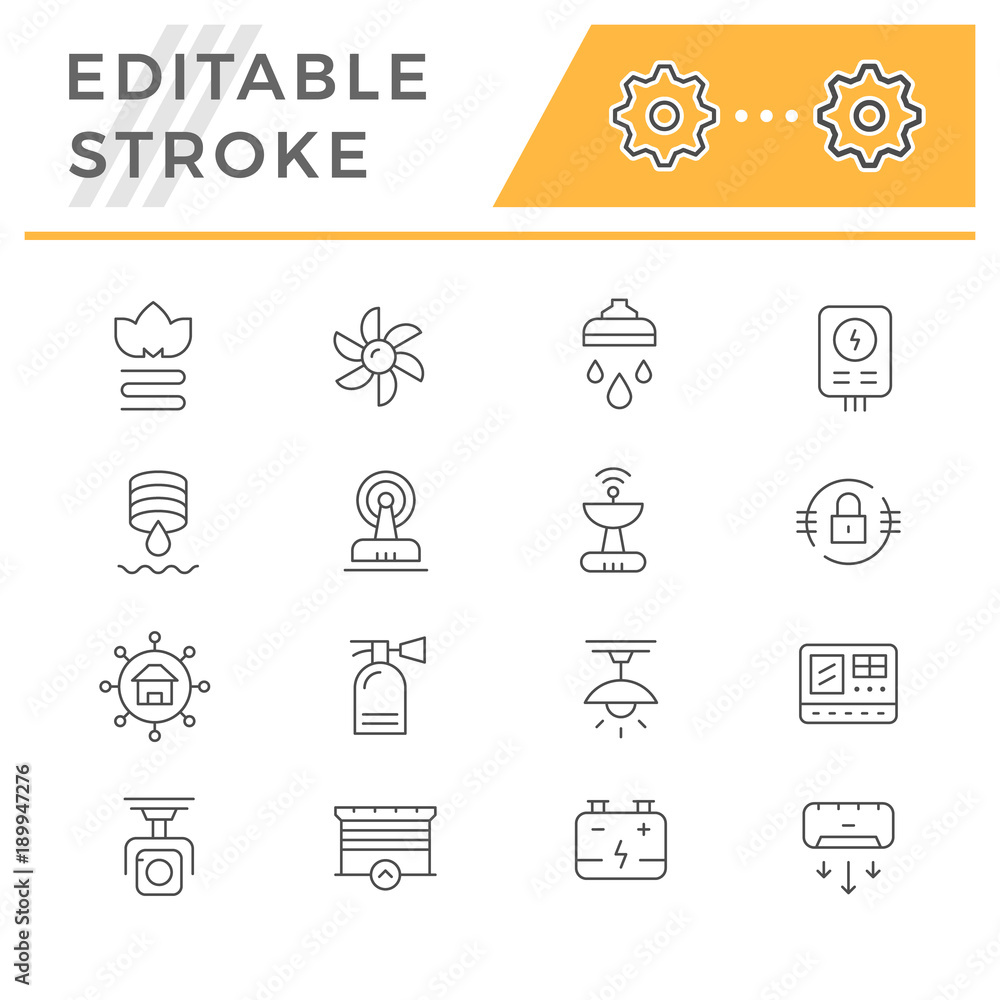 Set line icons of house systems Set line icons of house systems