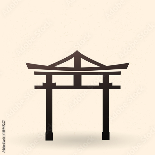 Vector Black Silhouette Shinto Torii Gate Icon