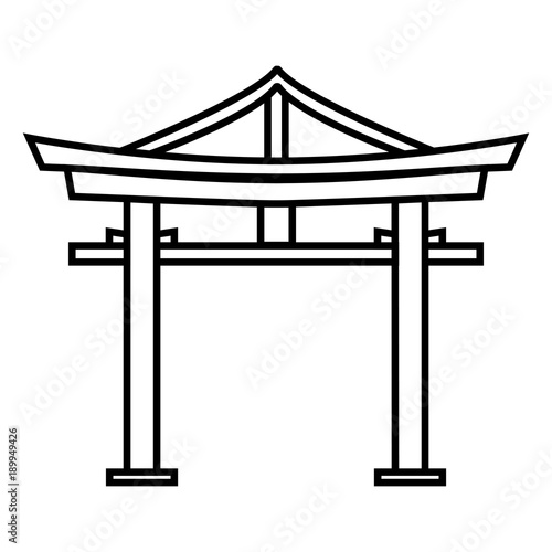 Vector Single Black Outline Shinto Torii Gate Icon
