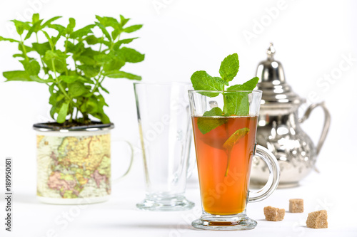 Traditional refreshing Arab mint tea