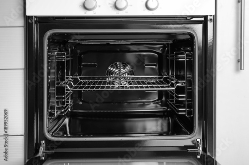 Empty electric oven in kitchen, closeup