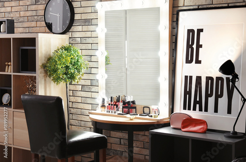 Interior of modern makeup room