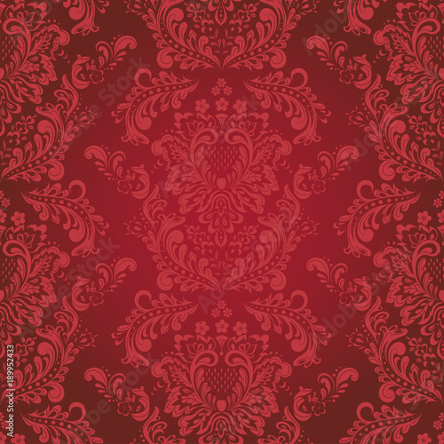 Vector floral wallpaper. Classic Baroque floral ornament. Seamless vintage pattern