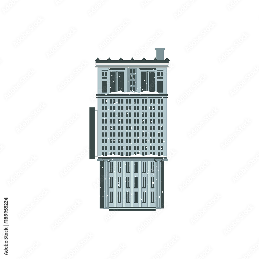 Vector flat building icon. Modern business architecture. Office apartment, residential construction. Downlown metropolis symbol for urban landscape background design, Isolated illustration