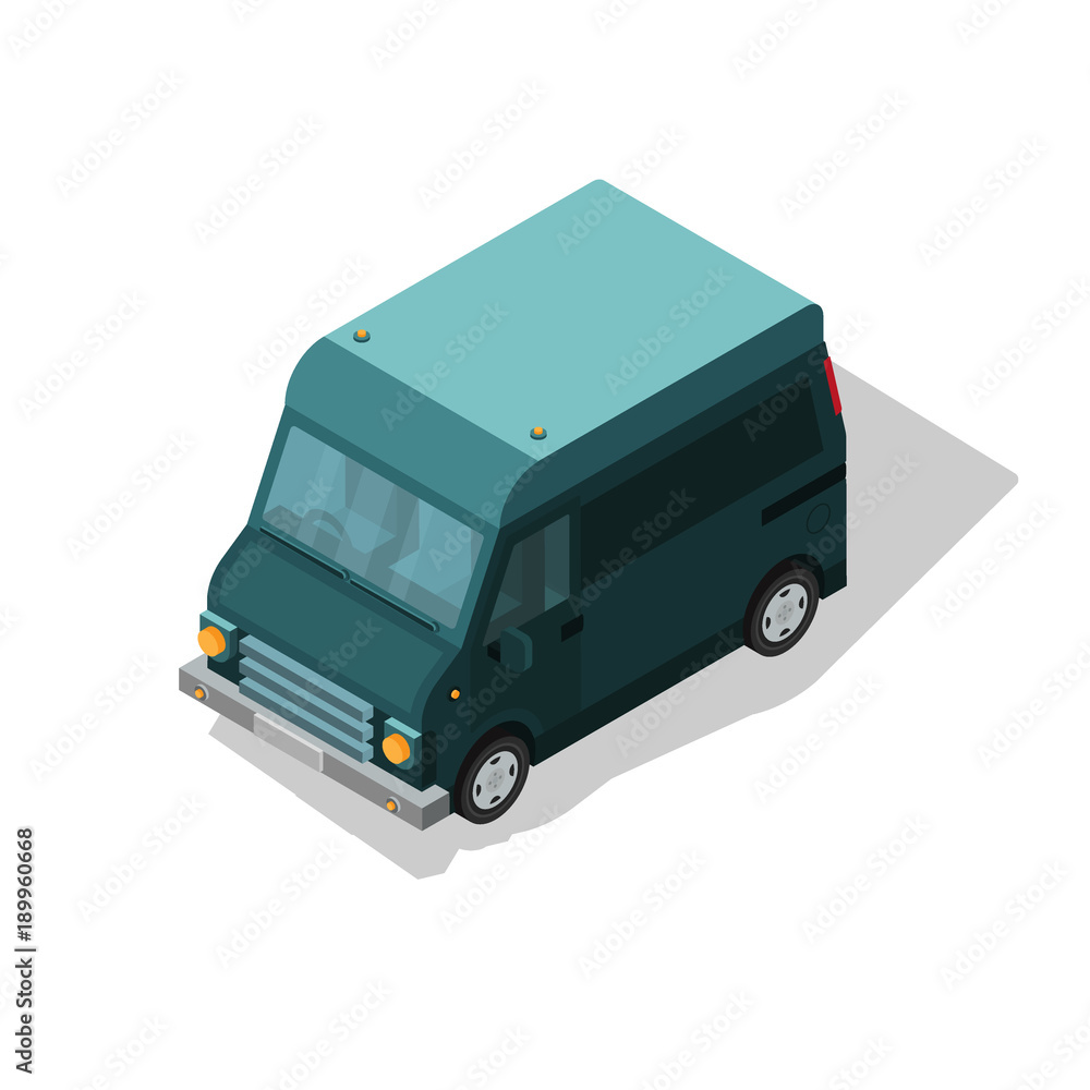Isometric car. Van isolated on a white background. Vector illustration. Isometric car. Van isolated on a white background. Vector illustration.