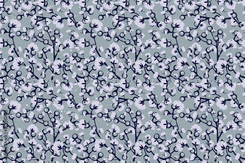 pattern with a picture of a flower of cotton. 