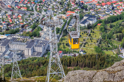 Ulriken cable railway in Bergen, Norway. Gorgeous views from the top of the hill. photo