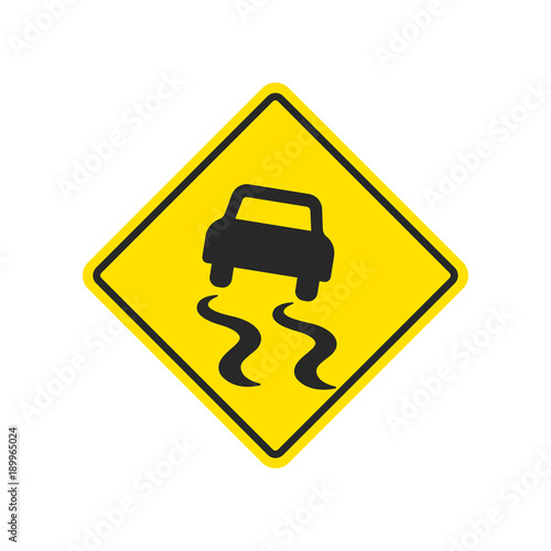 Slippery road sign
