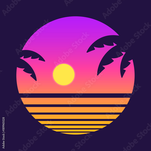 Retro tropical sunset