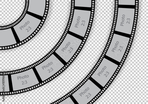 Round film strip vintage swirl design element template for photo album