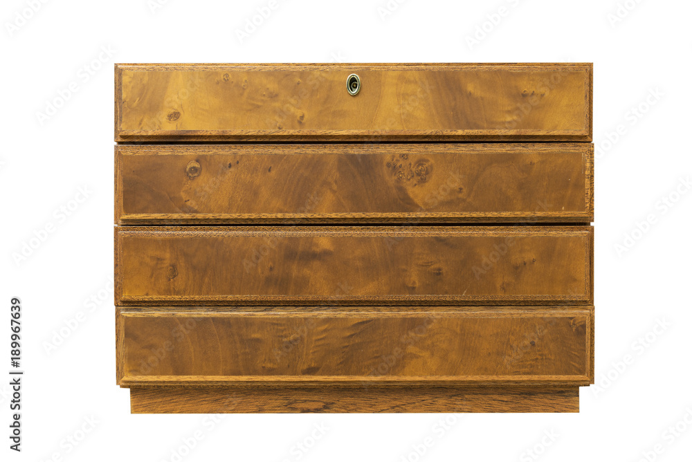 Furniture, a chest of natural wood with drawers on a white background. Furniture, a chest of natural wood with drawers on a white background.
