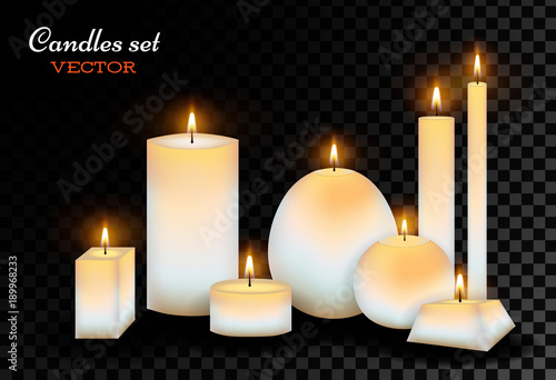 Vector realistic wax candles set