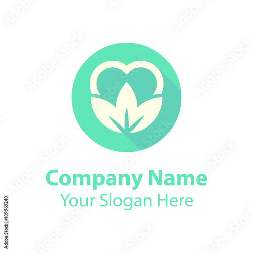 leaf love logo design  green nature love