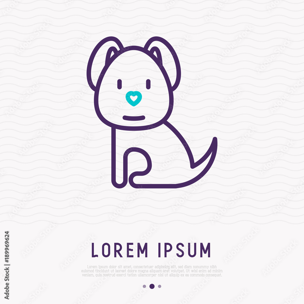Funny dog sitting thin line icon. Modern vector illustration for logo of pet shelter or vet clinic. Funny dog sitting thin line icon. Modern vector illustration for logo of pet shelter or vet clinic.