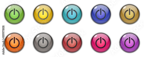 3D Power Buttons Icons Multicolor