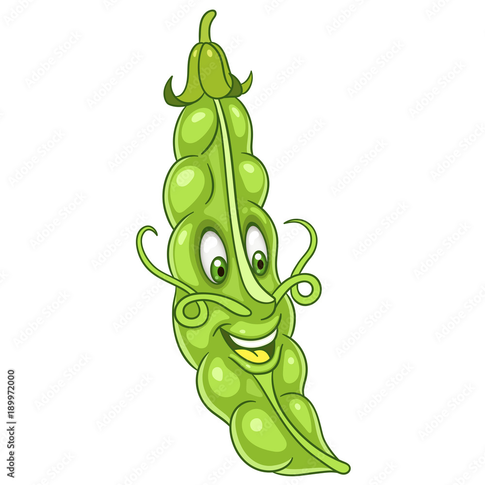 Cartoon Peas. Happy Vegetable Emoticon. Smiley. Emoji. Eco Food symbol