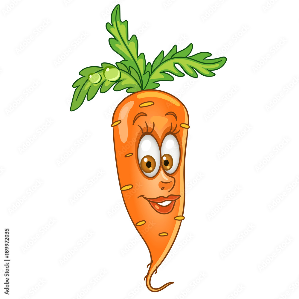 Cartoon Carrot. Happy Vegetable Emoticon. Smiley. Emoji. Eco Food