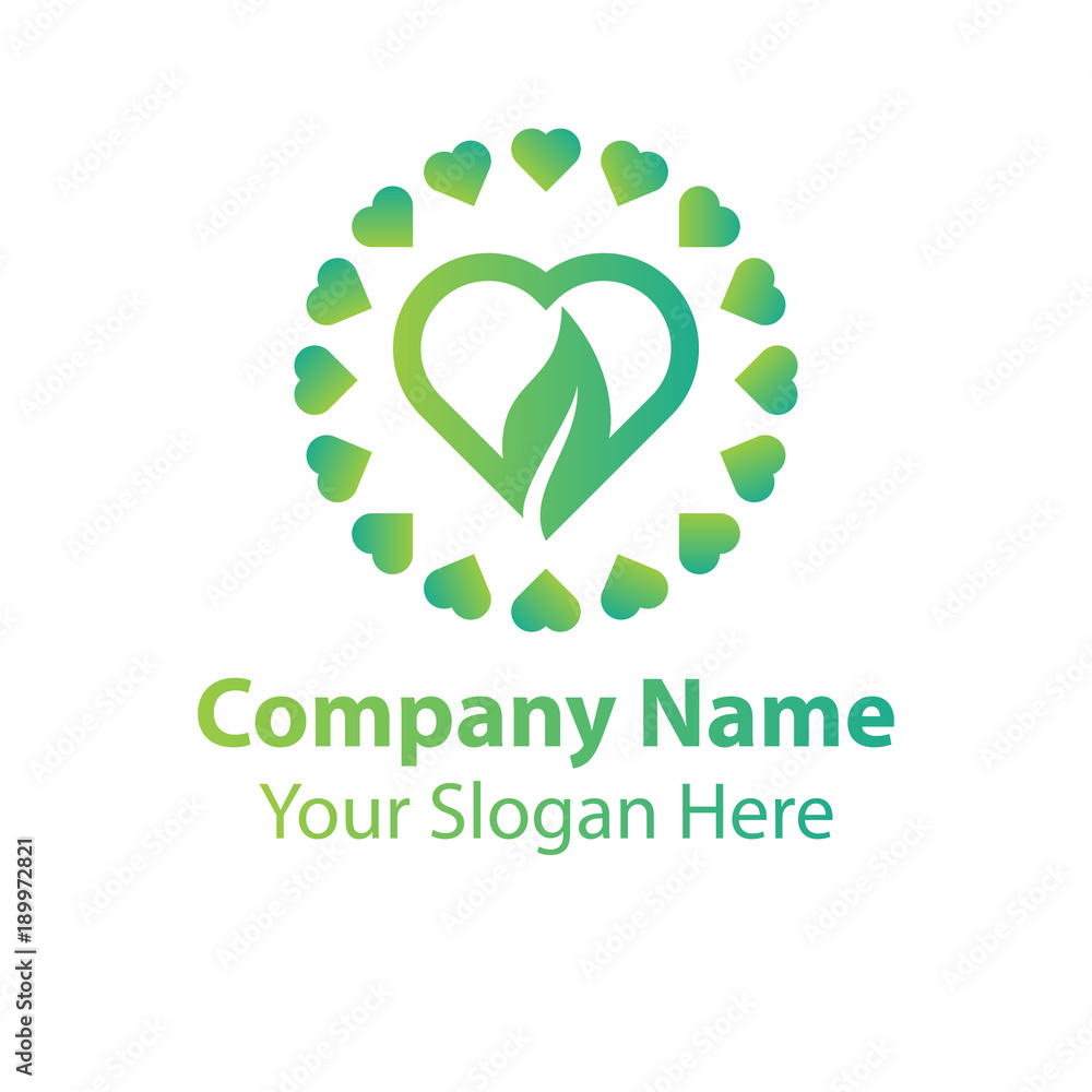 leaf love logo design, green nature love leaf love logo design, green nature love