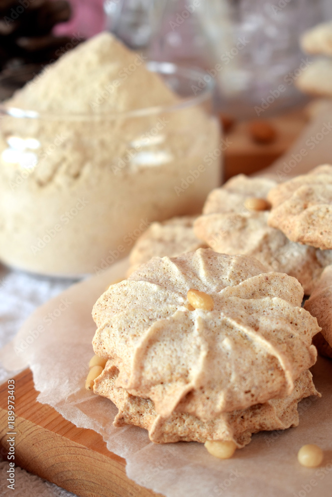Meringue cookies with pine nuts and almonds Meringue cookies with pine nuts and almonds