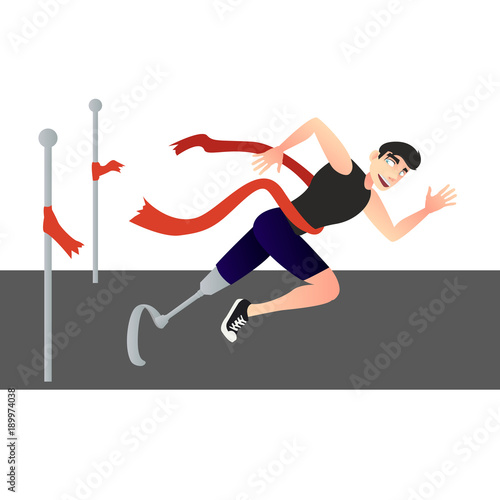 A disabled man crosses the finish line
