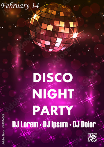 Night dance party music night poster template. 