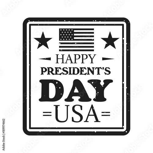 Happy presidents day emblem in vintage monochrome style
