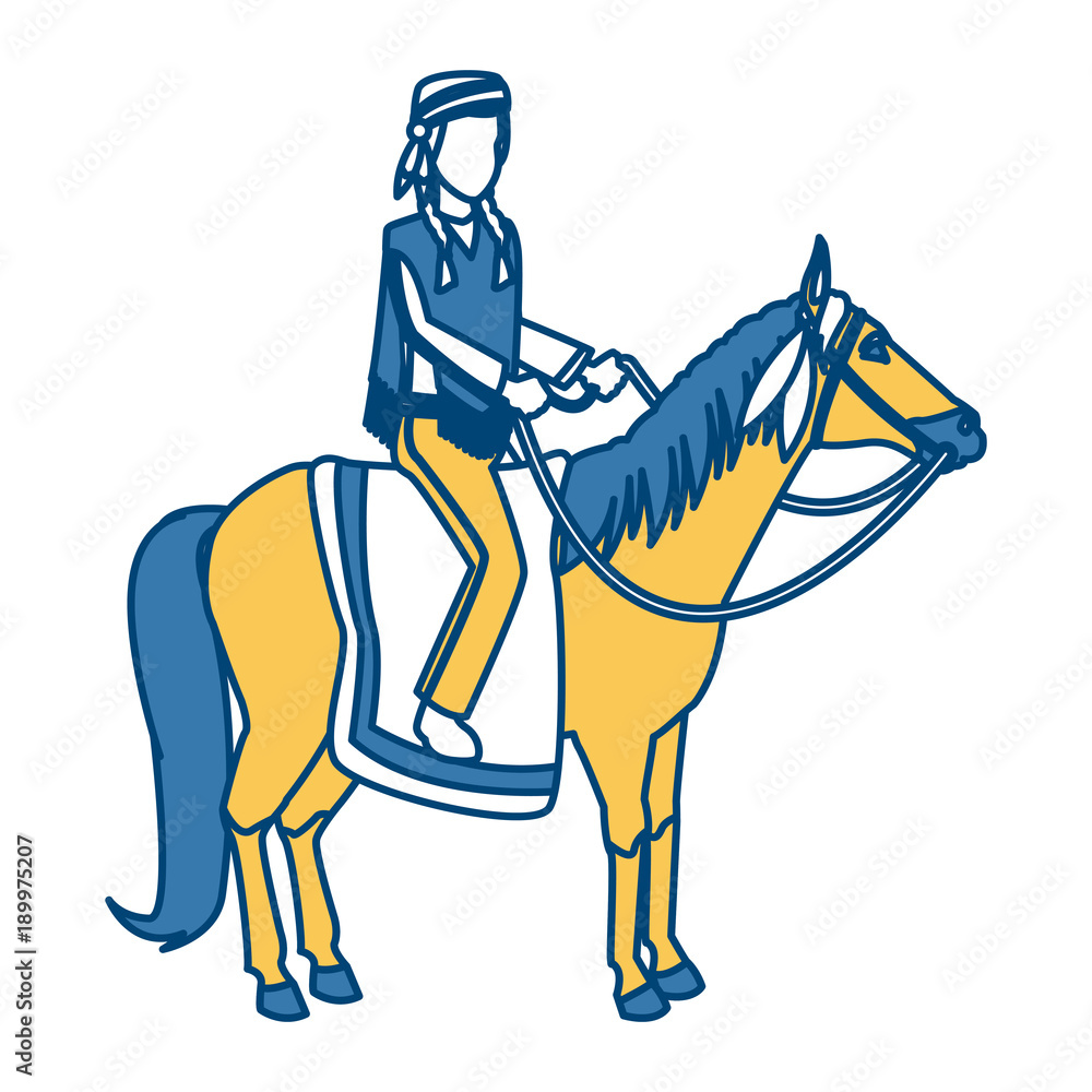 Fototapeta premium American indian on horse icon vector illustration graphic design