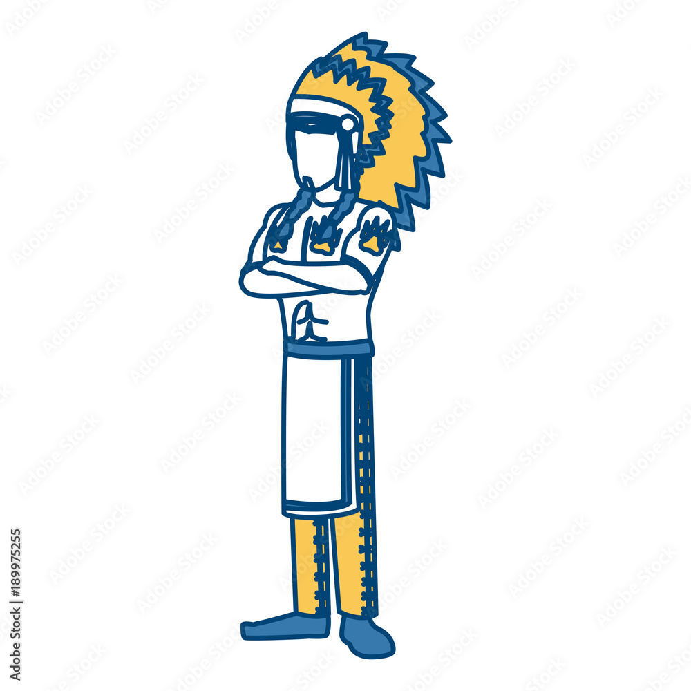 American indian cartoon icon vector illustration graphic design American indian cartoon icon vector illustration graphic design