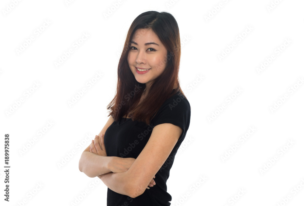 Young beautiful asian woman posing on white background Young beautiful asian woman posing on white background