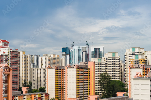 Singapore traditional Apartments, Singapore House on sunny day and cloud
