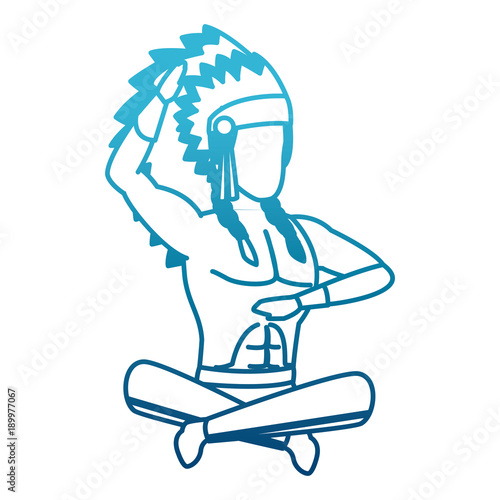 American indian seated icon vector illustration graphic design