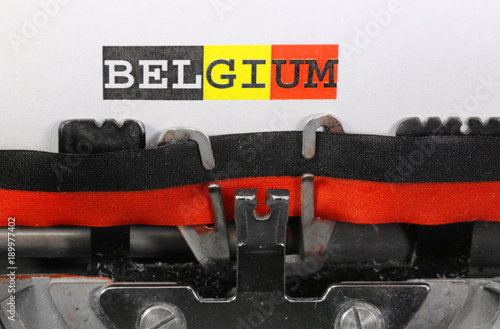 Text BELGIUM written with the old typewriter