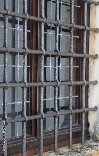 window with metal grid